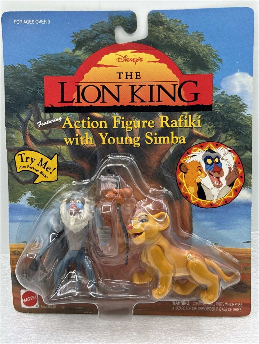 Disney's The Lion King Action Figure Rafiki & Young Simba Mattel Moves Arm New